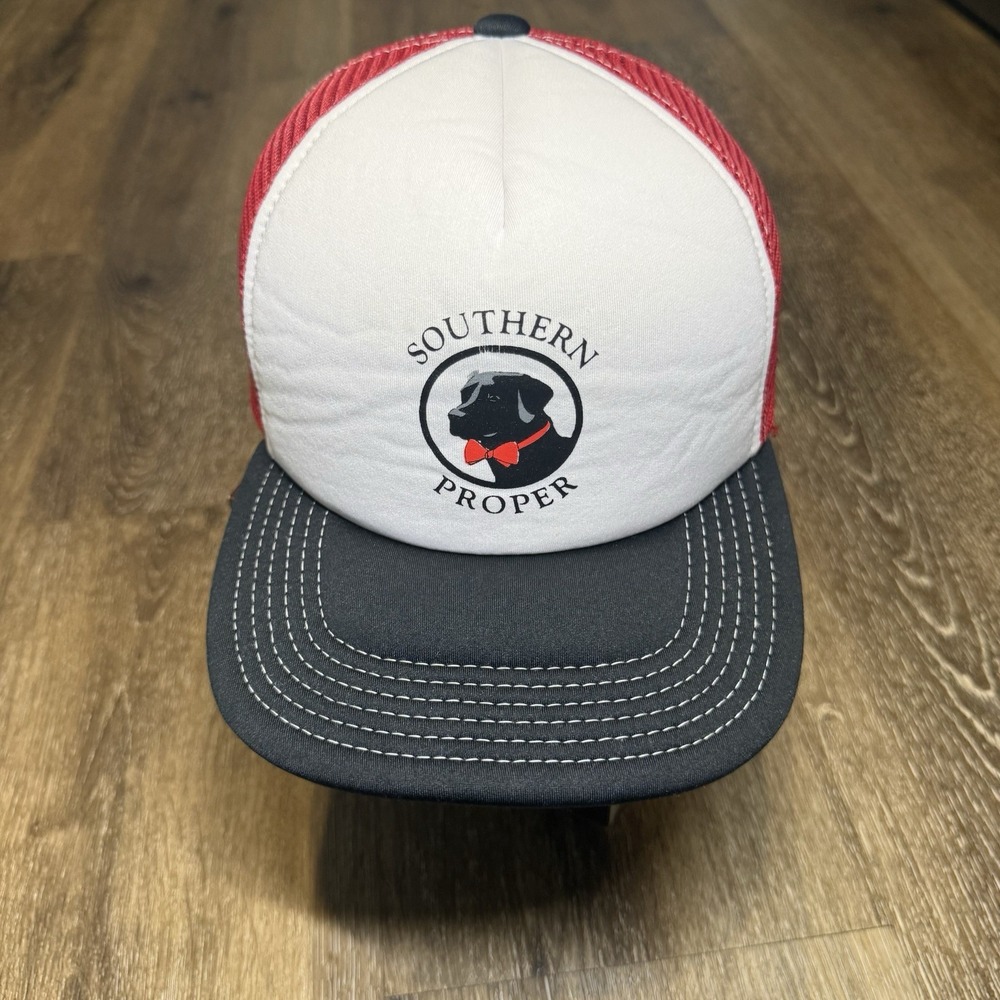 Southern Proper Snapback Trucker Hat Red White Black Preppy Old Money Surf Skate